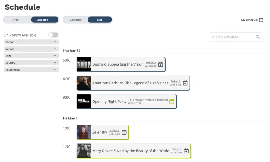 Screenbird schedule view